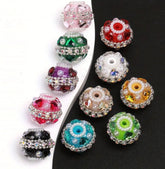 18mm Hearts and Pearl with Rhinestone Beads(5pcs)